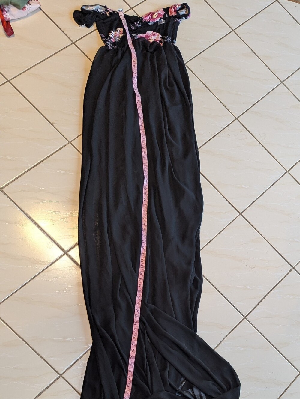 Floral Black Maternity Gown - Picture 6 of 7